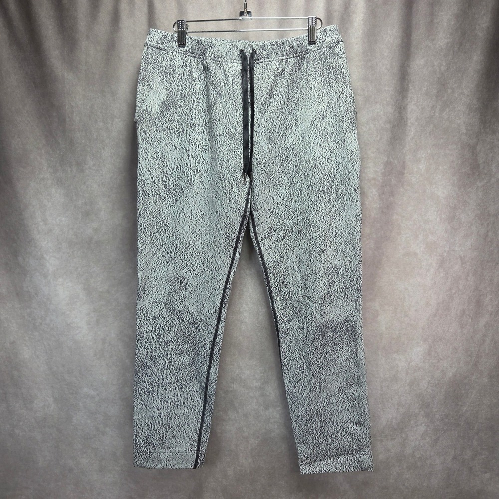 Lululemon Jet Crop Slim Pants 8 Static Mist White Black Pixel Tapered Drawstring